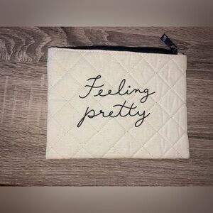 Cotton Zippered Pouch / Bag 9”w x 7”h - Feeling Pretty - Natural